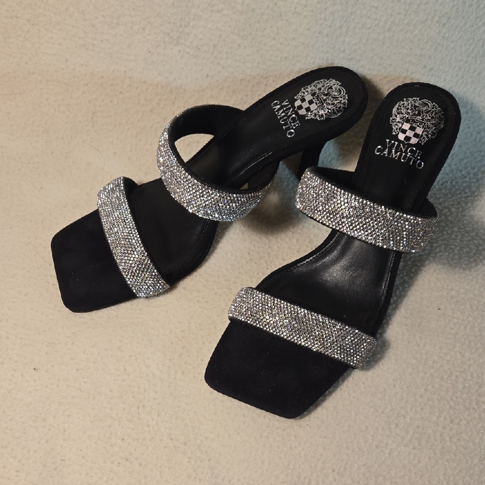 Vince Camuto Black Heels with Silver Accents- Never Worn!